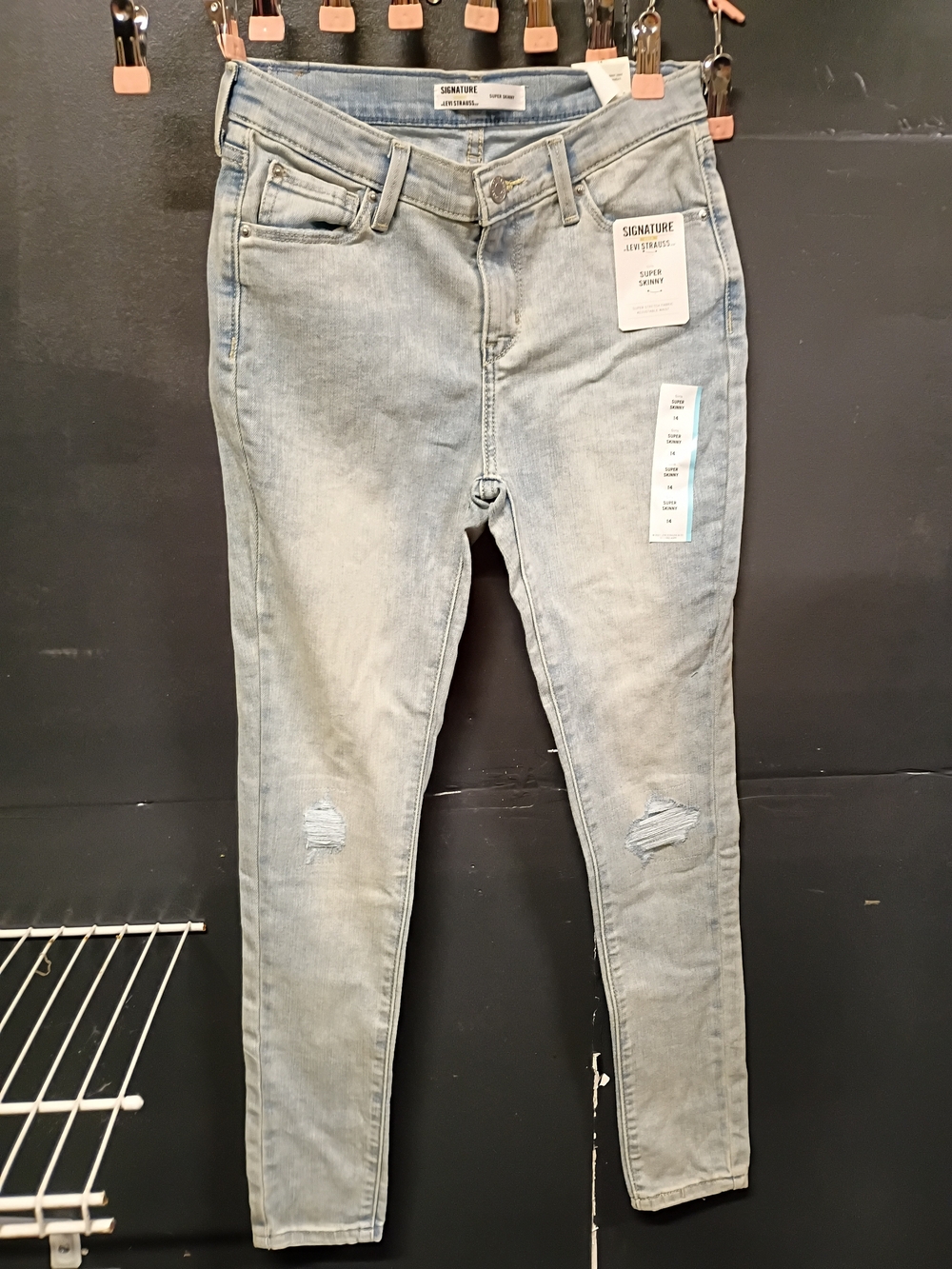 Signature by Levi Strauss Light Blue Skinny Jeans with Knee Rips